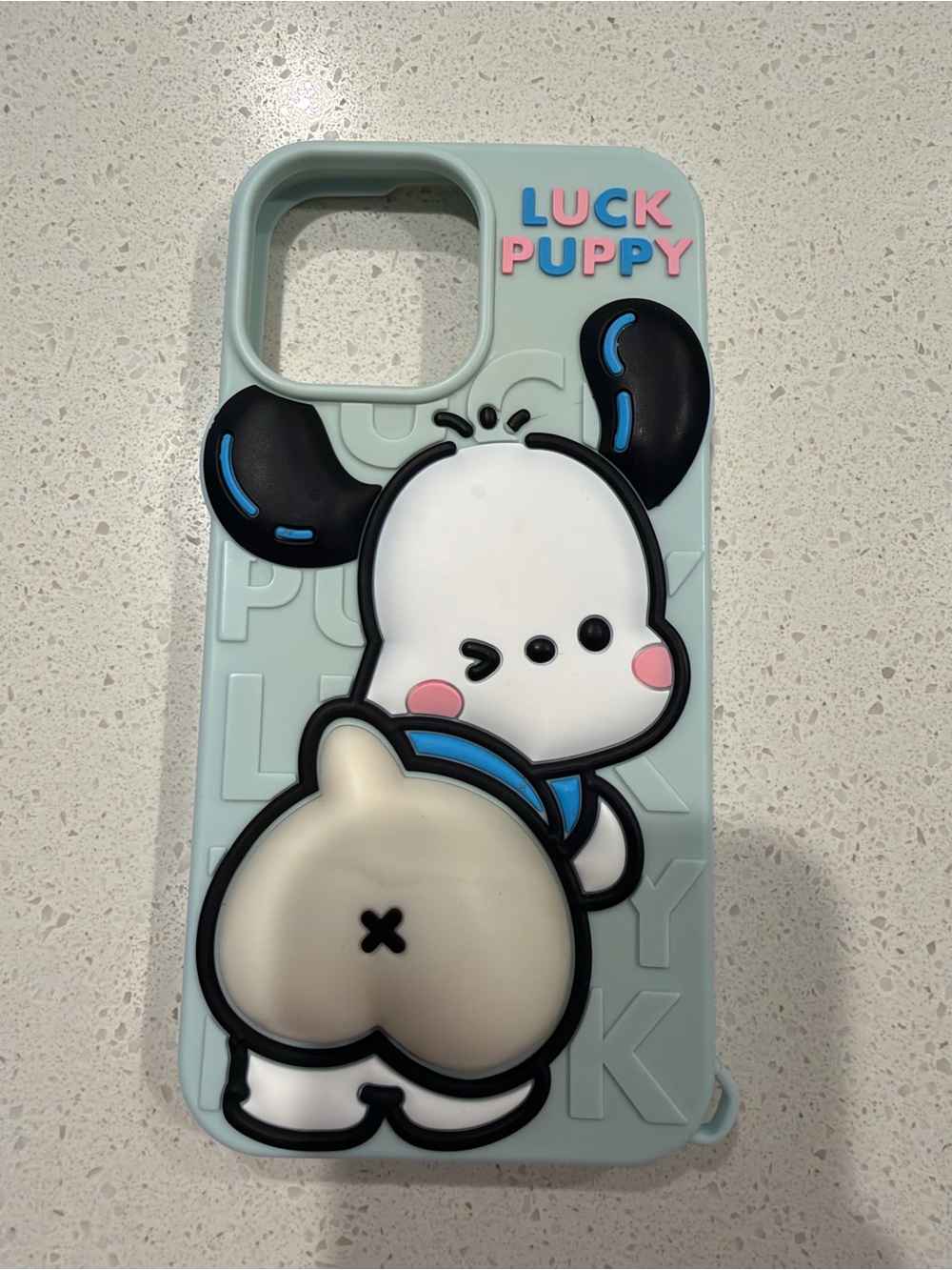 Cute 3D Luck Puppy Dog iPhone 13 Pro Max Case Blue Pink Kawaii Cartoon